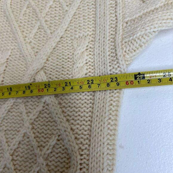 Vintage Highland Home 100% Wool Cream Cable Knit Fisherman Sweater Unisex Medium - Picture 10 of 13